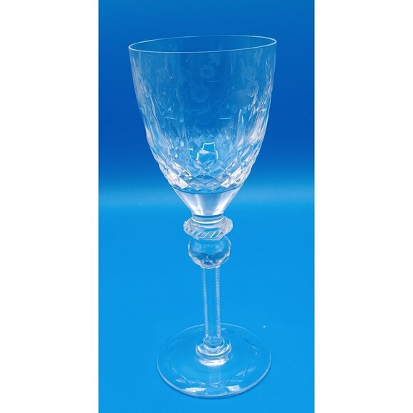 Rogaska Gallia Set Of 6 Floral Etched Cut Lead Crystal Wine Glasses 7" Tall - Picture 10 of 14